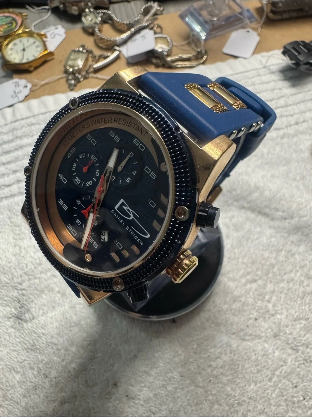 Men's Navy and Gold Chronograph Watch